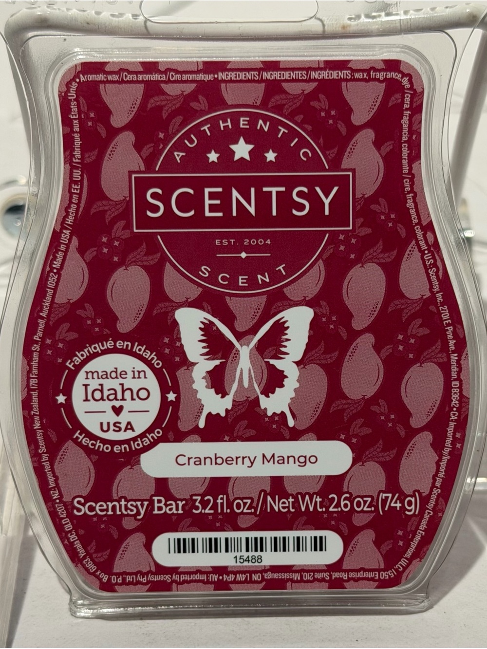 Scentsy Cranberry Mango Wax Bar – Red 3.2 fl. Oz.